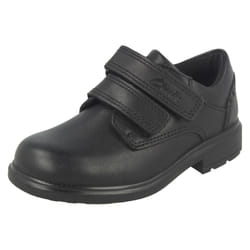 Boys Clarks Double Strap School Shoes Remi Pace - H Fit - UK 7 Infant, Black