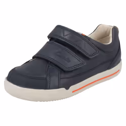 ) Boys Clarks Double Strap Casual Shoes Lil Folk Toby - F Fit - UK 12 Child, Navy (Blue