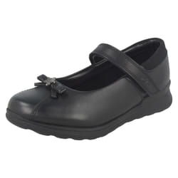 Girls Gloforms By Clarks Bow Trim School Shoes Mariel Wish Inf - H Fit - UK 10 Child, Black