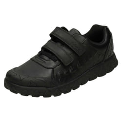 Boys Clarks Dinosaur Themed School Shoes Tyrex Ride - F Fit - UK 7 Infant, Black