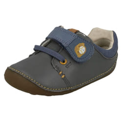 Boys Clarks First Shoes Tiny Sid - H Fit - UK 3 Infant, Grey