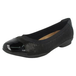 Ladies Clarks Ballerina Flats Neenah Garden - E Fit - UK 3, Black
