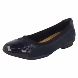 ) Ladies Clarks Ballerina Flats Neenah Garden - E Fit - UK 3, Navy (Blue