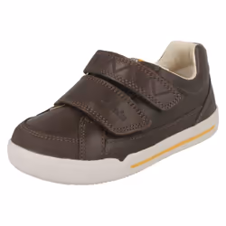 Boys Clarks Double Strap Casual Shoes Lil Folk Toby - F Fit - UK 9.5 Child, Brown