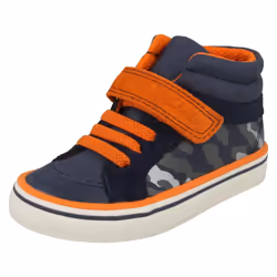 ) Boys First Shoes By Clarks Hi-Top Trainers Juggle Sam - G Fit - UK 4 Infant, Navy (Blue