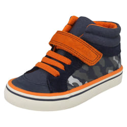 ) Boys First Shoes By Clarks Hi-Top Trainers Juggle Sam - G Fit - UK 4 Infant, Navy (Blue