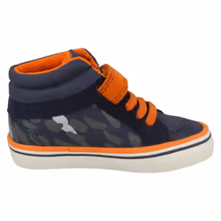 ) Boys First Shoes By Clarks Hi-Top Trainers Juggle Sam - G Fit - UK 4 Infant, Navy (Blue