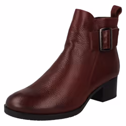 Ladies Clarks Ankle Boots Mila Sky - D Fit - Burgundy, UK 4