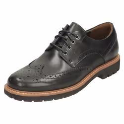 Mens Clarks Formal Brogues Batcombe Wing - G Fit - UK 10.5, Black