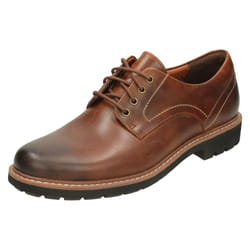 ) Mens Clarks Smart Lace Up Shoes Batcombe Hall - G Fit - UK 7.5, Dark Tan (Brown