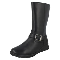 Girls Clarks Mid Calf Boots Mariel Star - G Fit - UK 12.5 Child, Black