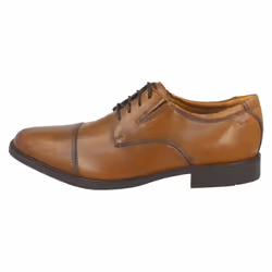 ) Mens Clarks Formal Lace Up Shoes Tilden Cap - G Fit - UK 7.5, Dark Tan (Brown
