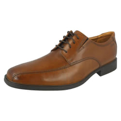 ) Mens Clarks Formal Shoes Tilden Walk - G Fit - UK 8.5, Dark Tan (Brown