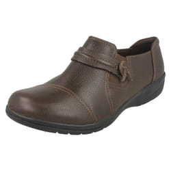 Ladies Clarks Smart Flats Cheyn Madi - D Fit - Brown, UK 5.5