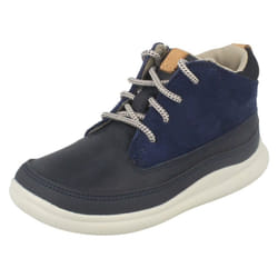 ) Boys Clarks Casual Ankle Boots Cloud Air - G Fit - UK 4.5 Infant, Navy (Blue
