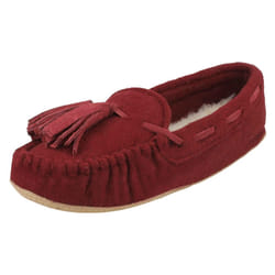 ) Ladies Clarks Moccassin Style Slippers Cozily Comfy - D Fit - UK 8, Burgundy (Red
