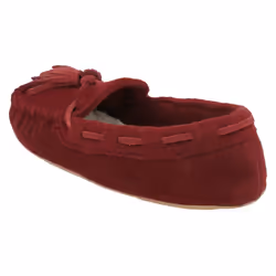 ) Ladies Clarks Moccassin Style Slippers Cozily Comfy - D Fit - UK 8, Burgundy (Red