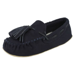 ) Ladies Clarks Moccassin Style Slippers Cozily Comfy - D Fit - UK 3, Navy (Blue
