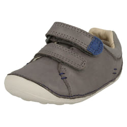 Boys Clarks First Shoes Tiny Toby - G Fit - UK 2 Infant, Grey