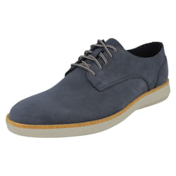 Mens Clarks Light Weight Casual Shoes Fairford Run - G Fit - Navy, UK 7