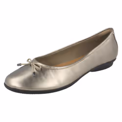 ) Ladies Clarks Ballerina Flats With Bow Trim Gracelin Blu - D Fit - UK 3, Pewter (Silver