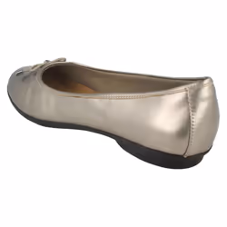 ) Ladies Clarks Ballerina Flats With Bow Trim Gracelin Blu - D Fit - UK 3, Pewter (Silver