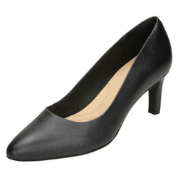 Ladies Clarks Textured Court Shoes Calla Rose - D Fit - UK 6, Black