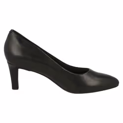 Ladies Clarks Textured Court Shoes Calla Rose - D Fit - UK 6, Black