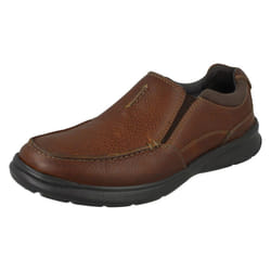 Mens Clarks Casual Shoes Cotrell Free - G Fit - Tobacco, UK 7.5
