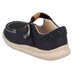 Girls Clarks Casual T-Bar Shoes Cloud Rosa - F Fit - Navy, UK 4.5 Infant