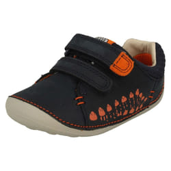 ) Boys Clarks Casual Pre-Walkers Tiny Trail - H Fit - UK 2 Infant, Navy (Blue