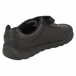 Boys Clarks Hook & Loop Fastening School Shoes Leader Pass - F Fit - UK 10 Child, Black