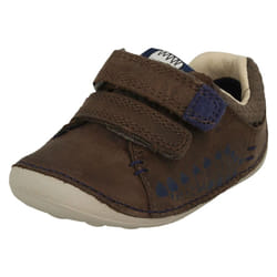 Boys Clarks Casual Pre-Walkers Tiny Trail - G Fit - UK 2 Infant, Brown