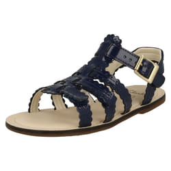 Girls Clarks Buckle Fastening Open Toe Sandals Loni Moon - F Fit - UK 10 Child, Blue