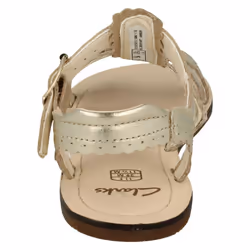 Girls Clarks Buckle Fastening Open Toe Sandals Loni Moon - F Fit - UK 11 Child, Gold