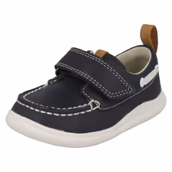 ) Boys Clarks Casual Boat Style Shoe Cloud Snap - F Fit - UK 4 Infant, Navy (Blue