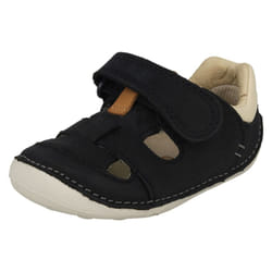 ) Boys Clarks Casual Shoes Tiny Ash - G Fit - UK 2 Infant, Navy (Blue