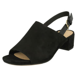 Ladies Clarks Slingback Heeled Sandals Orabella Ivy - D Fit - UK 4.5, Black