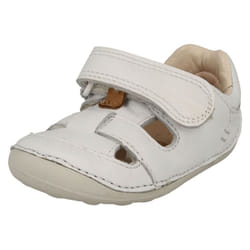 Girls Clarks Casual Shoes Tiny Meadow - G Fit - UK 2 Infant, White