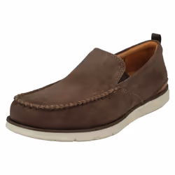 ) Mens Clarks Casual Slip On Shoes Edgewood Step - G Fit - UK 11, Taupe (Brown