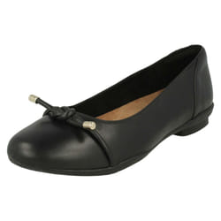 Ladies Clarks Ballerina Flats Neenah Poppy - E Fit - UK 3, Black