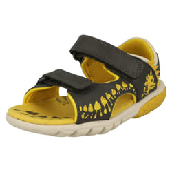 Childrens Clarks Hook And Loop Sandals Rocco Tide K - G Fit - Grey, UK 12.5 Child