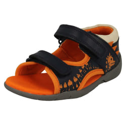 ) Boys Clarks Casual Sandals Fudgy Jump - G Fit - UK 4 Infant, Navy (Blue