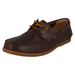 ) Mens Clarks Lace Up Boat Shoes Morven Sail - G Fit - UK 7, British Tan (Brown