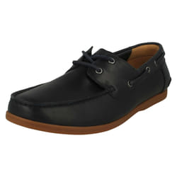 ) Mens Clarks Lace Up Boat Shoes Morven Sail - G Fit - UK 7.5, Navy (Blue