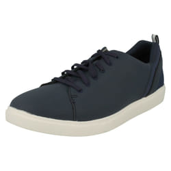 ) Mens Clarks Casual Trainers Step Verve Lo - G Fit - UK 7, Navy (Blue