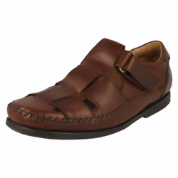 ) Mens Clarks Casual Strapped Sandals Un Gala Strap - G Fit - UK 8, Dark Tan (Brown