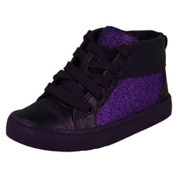 Girls Clarks Casual Ankle Boots City Oasis HT - F Fit - Purple, UK 5 Infant