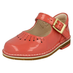 ) Girls Clarks Casual Shoes Yarn Jump - H Fit - UK 5.5 Infant, Coral (Pink