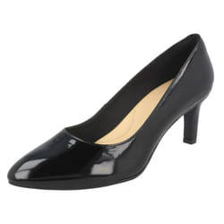 Ladies Clarks Textured Court Shoes Calla Rose - D Fit - UK 8, Black
